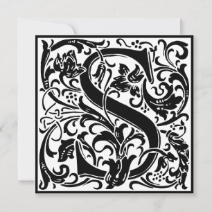 William Morris Floral Alphabet Monogram Letter S Invitation
