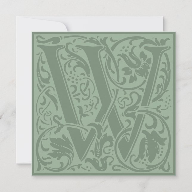 William Morris Floral Alphabet Monogram Letter W Invitation (Front)