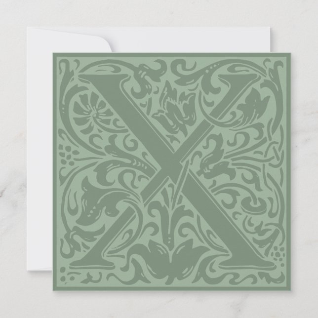William Morris Floral Alphabet Monogram Letter X Invitation (Front)