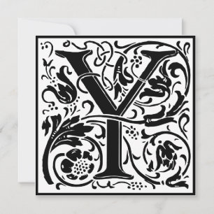 William Morris Floral Alphabet Monogram Letter Y Invitation