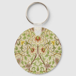 William Morris Floral Artwork Vintage Wallpaper Key Ring