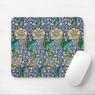 William Morris floral blue yellow vintage Mouse Mat