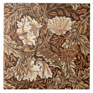William Morris Floral, Chocolate Brown and Beige Tile