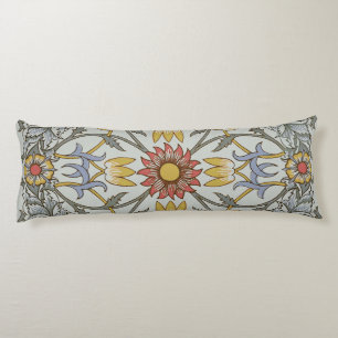 William Morris Floral Circle Flower Illustration Body Cushion