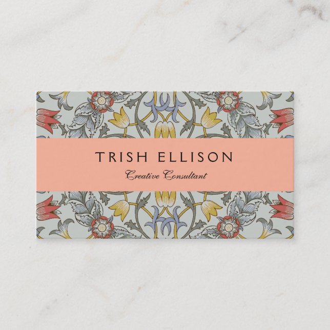 William Morris Floral Circle Flower Illustration Business Card (Front)