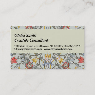 William Morris Floral Circle Flower Illustration Business Card