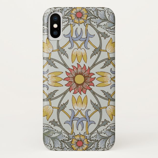 William Morris Floral Circle Flower Illustration Case-Mate iPhone Case (Back)