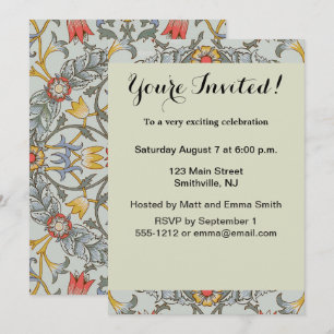 William Morris Floral Circle Flower Illustration Invitation
