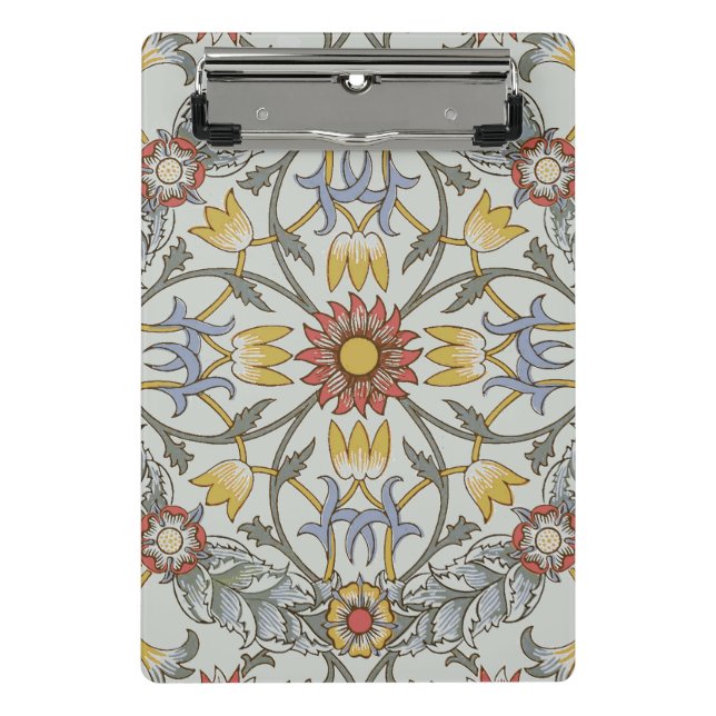 William Morris Floral Circle Flower Illustration Mini Clipboard (Front)