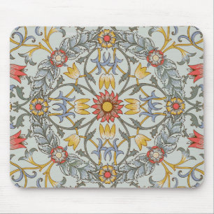 William Morris Floral Circle Flower Illustration Mouse Mat