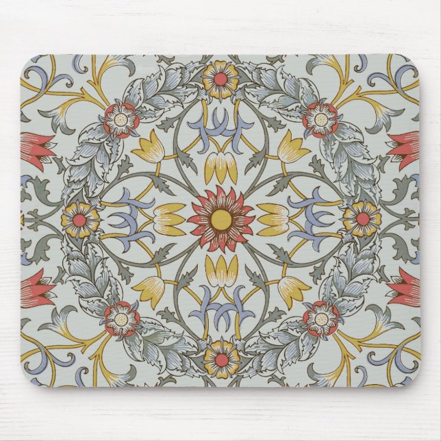 William Morris Floral Circle Flower Illustration Mouse Mat (Front)