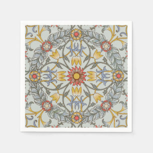 William Morris Floral Circle Flower Illustration Napkin