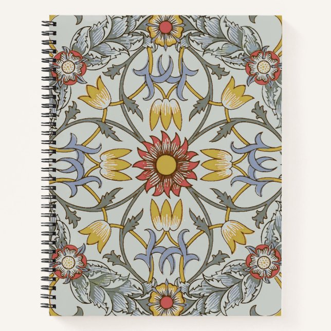 William Morris Floral Circle Flower Illustration Notebook (Front)