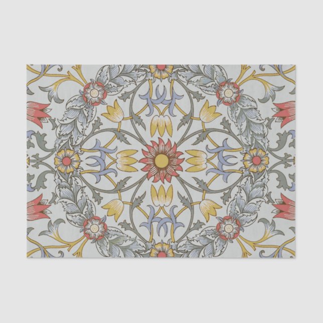 William Morris Floral Circle Flower Illustration Tissue Paper (Front)
