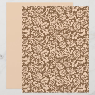 William Morris Floral Damask, Beige and Taupe Tan 