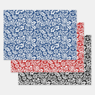 William Morris Floral Damask, Deep Shades Wrapping Paper Sheet