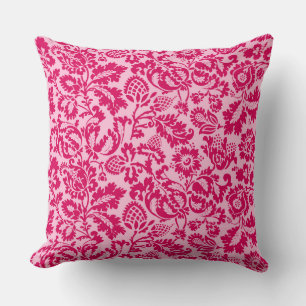 William Morris Floral Damask, Fuchsia and Pink  Cushion