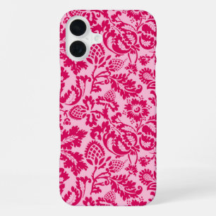 William Morris Floral Damask, Fuchsia and Pink iPhone 16 Plus Case