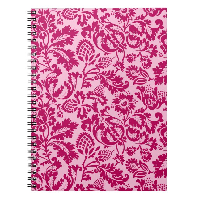 William Morris Floral Damask, Fuchsia and Pink  Notebook (Front)