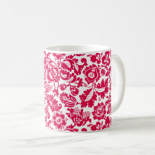 William Morris Floral Damask, Fuchsia Pink  Coffee Mug