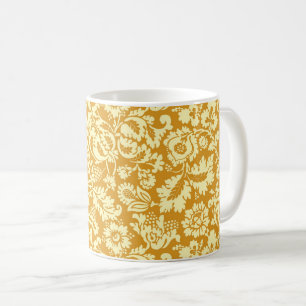 William Morris Floral Damask, Mustard Yellow Coffee Mug
