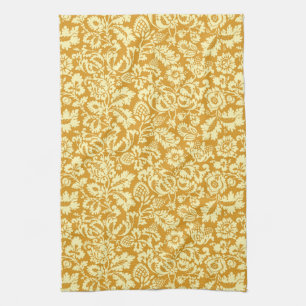 William Morris Floral Damask, Mustard Yellow  Tea Towel