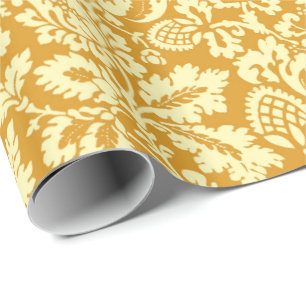William Morris Floral Damask, Mustard Yellow Wrapping Paper