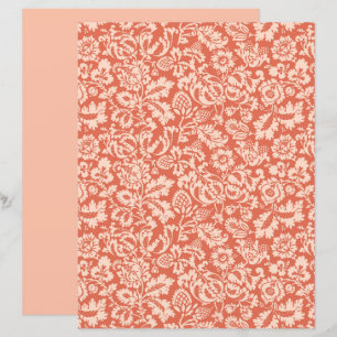 William Morris Floral Damask, Peach and Coral