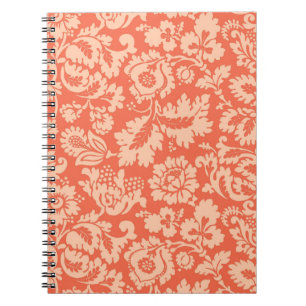 William Morris Floral Damask, Peach and Coral Notebook