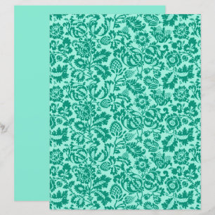 William Morris Floral Damask, Turquoise and Aqua 