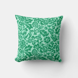 William Morris Floral Damask, Turquoise and Aqua Cushion