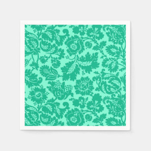 William Morris Floral Damask, Turquoise and Aqua Napkin