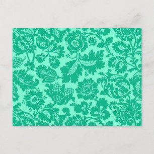 William Morris Floral Damask, Turquoise and Aqua Postcard
