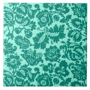 William Morris Floral Damask, Turquoise and Aqua Tile