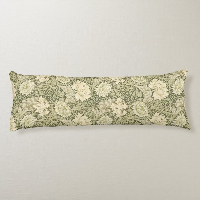 William Morris' Floral Elegance Gold & Green  Body Cushion (Back)