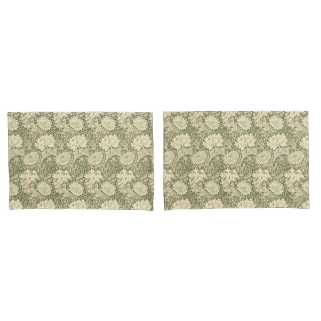 William Morris' Floral Elegance Gold & Green  Pillowcase (Front-Set)