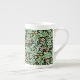 William Morris Floral Flowers Carnation Pink Green Bone China Mug
