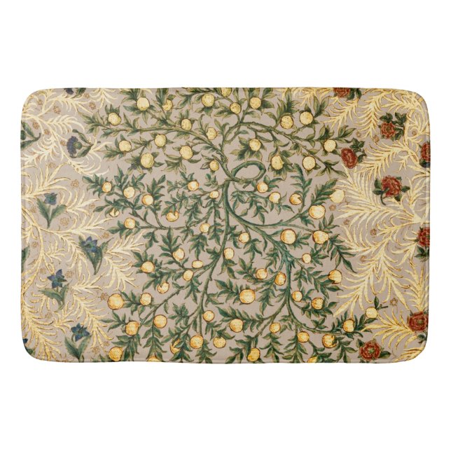 William Morris Floral Fruit Garden Flower Classic Bath Mat (Front)