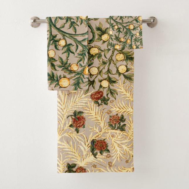 William Morris Floral Fruit Garden Flower Classic Bath Towel Set (Insitu)