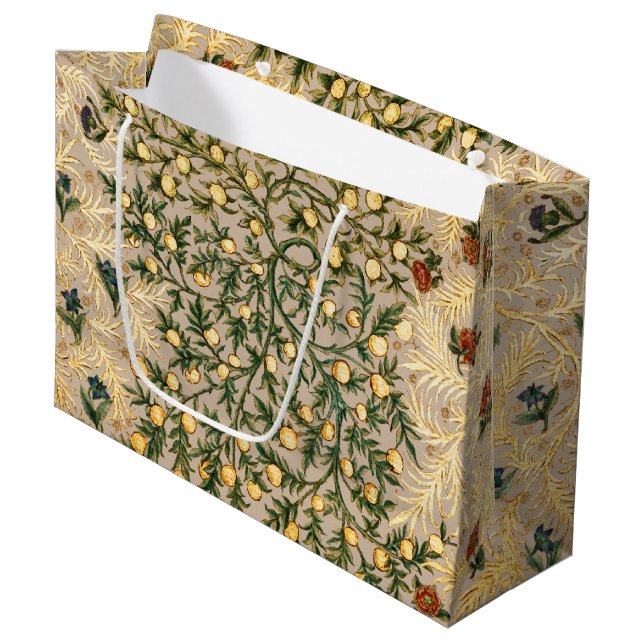 William Morris Floral Fruit Garden Flower Classic Large Gift Bag (Front Angled)