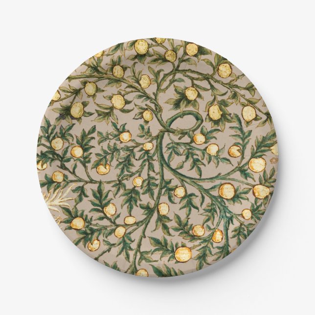 William Morris Floral Fruit Garden Flower Classic Paper Plate (Front)