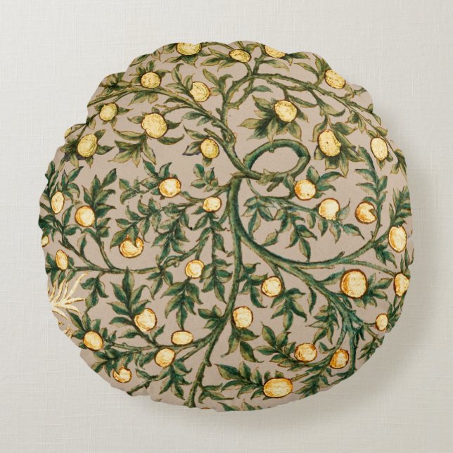William Morris Floral Fruit Garden Flower Classic Round Cushion (Front)