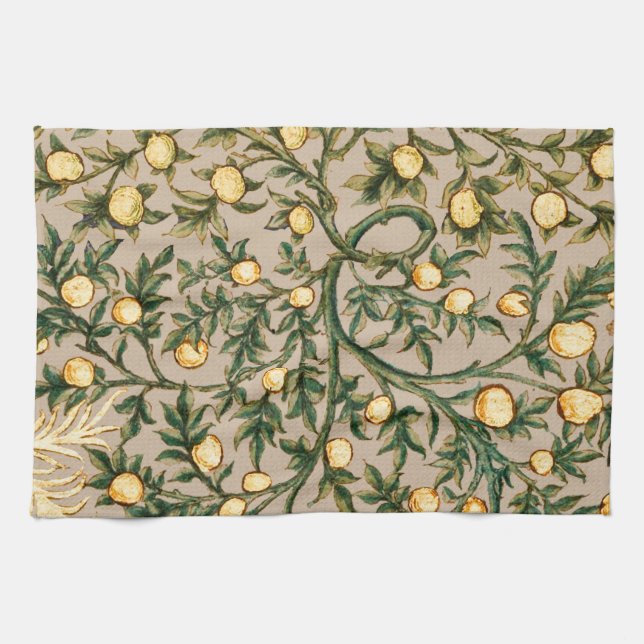 William Morris Floral Fruit Garden Flower Classic Tea Towel (Horizontal)
