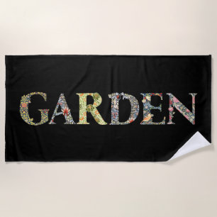William Morris Floral Garden Motto and Frame Beach Towel