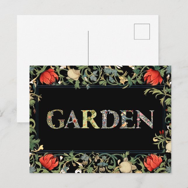 William Morris Floral Garden Motto and Frame Postcard (Front/Back)