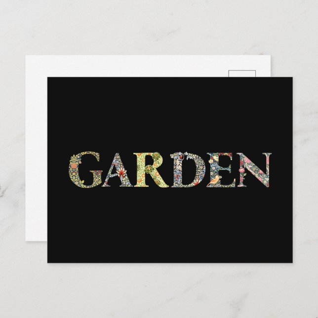 William Morris Floral Garden Motto and Frame Postcard (Front/Back)
