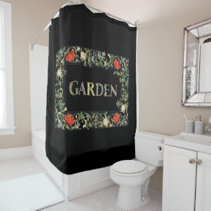 William Morris Floral Garden Motto and Frame Shower Curtain