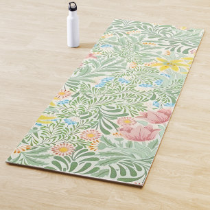 William Morris Floral Green and Pink Yoga Mat