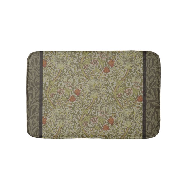 William Morris Floral lily willow art print design Bath Mat (Front)