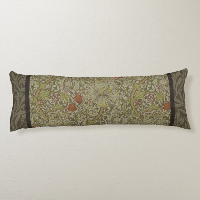 William Morris Floral lily willow art print design Body Cushion (Back)